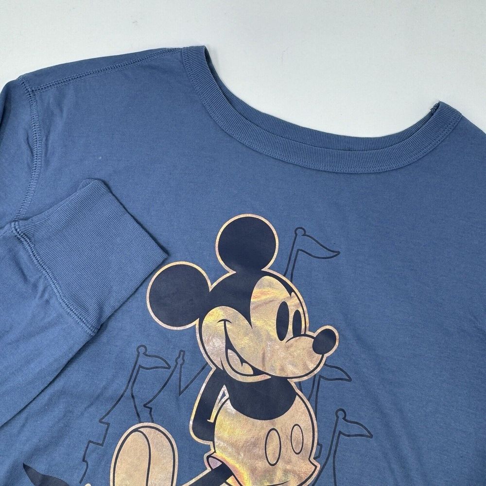 Walt Disney World 50th Anniv.‎ Mickey EARidescent Blue Long Sleeve T-Shirt Sz XL